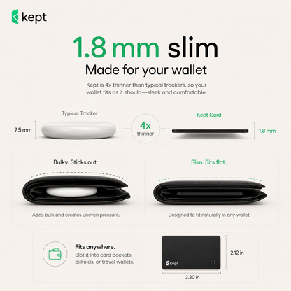 Kept Card — Ultra-Slim Wallet Tracker for Apple Find My