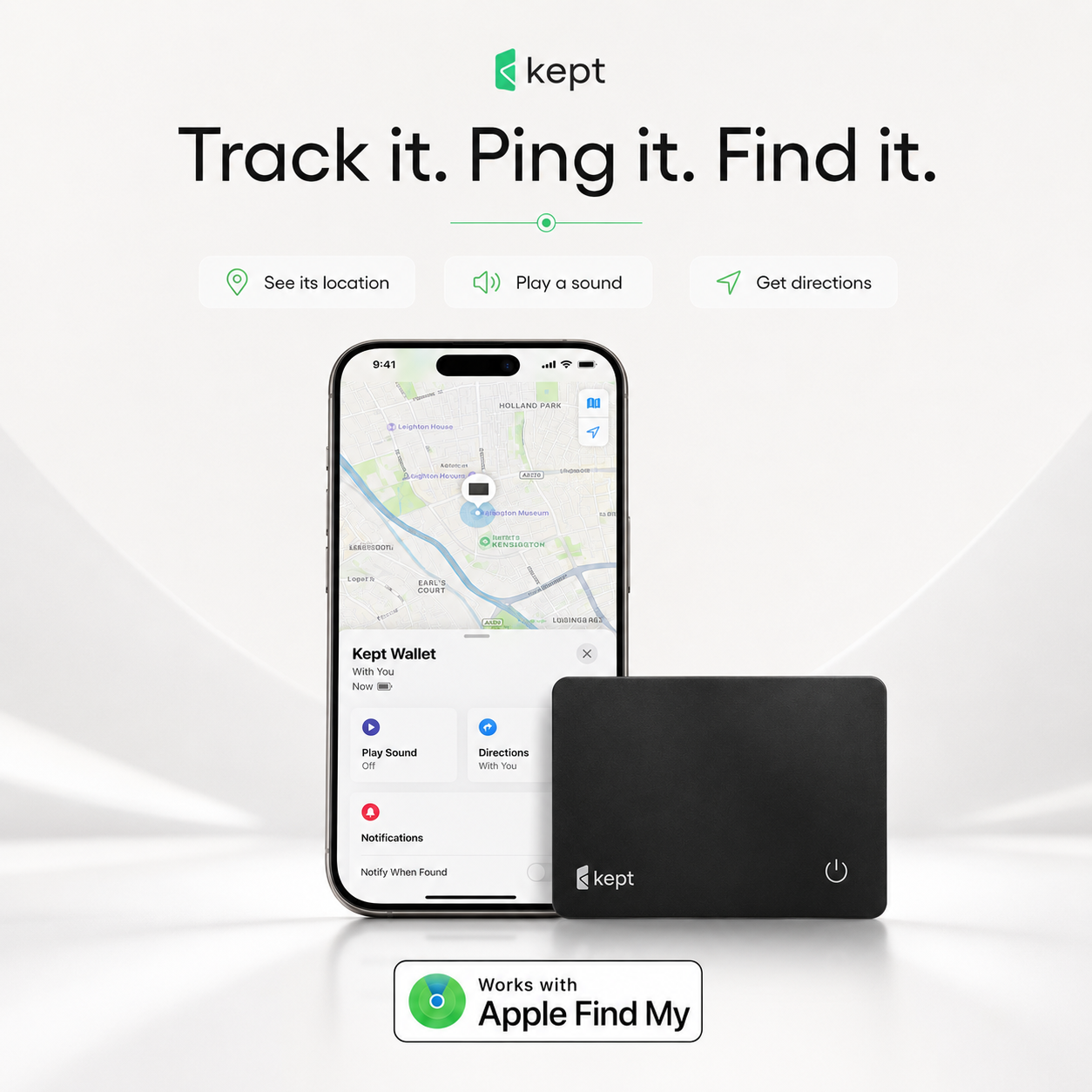 Kept Card — Ultra-Slim Wallet Tracker for Apple Find My