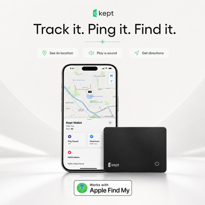 Kept Card — Ultra-Slim Wallet Tracker for Apple Find My