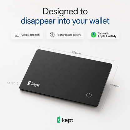 Kept Card — Ultra-Slim Wallet Tracker for Apple Find My